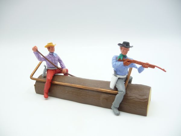 Timpo Toys Tree trunk with 2 Cowboys 3. version