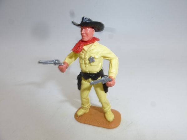 Timpo Toys Sheriff stehend mit 2 Pistolen, hellgelb