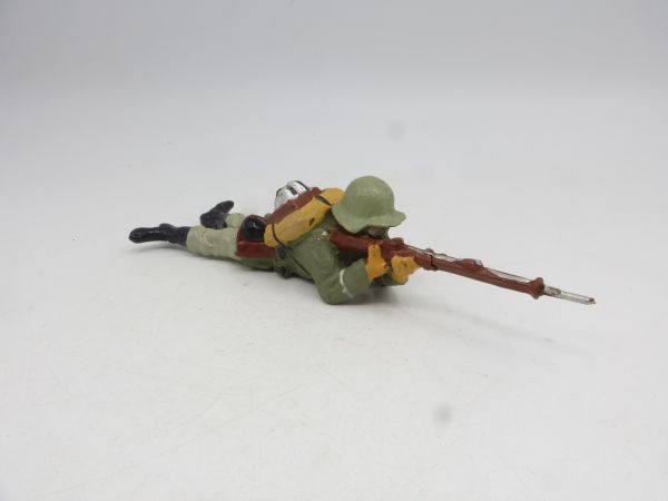 Elastolin Composition Soldier with breathing mask lying shooting