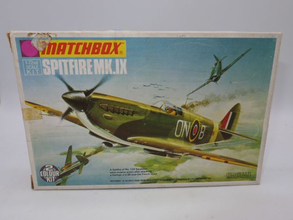 Matchbox Spitfire MK IX, PK-2 - OVP, am Guss, Box mit Lagerspuren