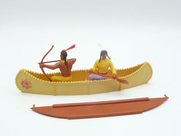 Timpo Toys Indianerkanu, beige/gelb mit rotem Emblem - selten
