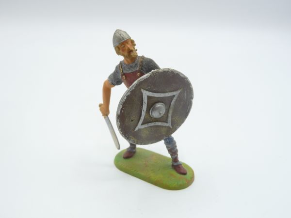 Modification 7 cm Viking with large shield + sword - material: metal/tin alloy, painted