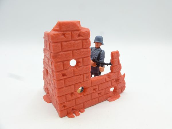 Timpo Toys Wall part, bright brick-red (without figure)
