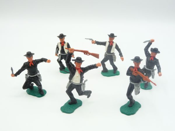 Timpo Toys Cowboys 3. Version zu Fuß (6 Figuren), schwarz - schöner Satz