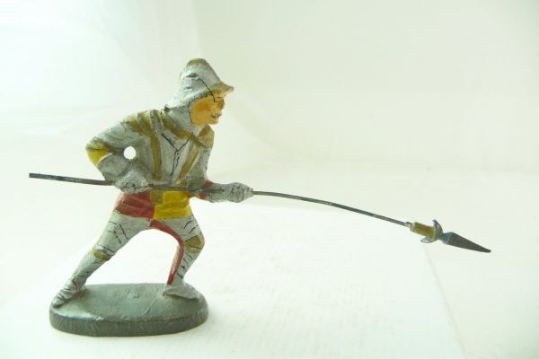 Elastolin Composition Knight going ahead with lance - nice painting, condition see photos