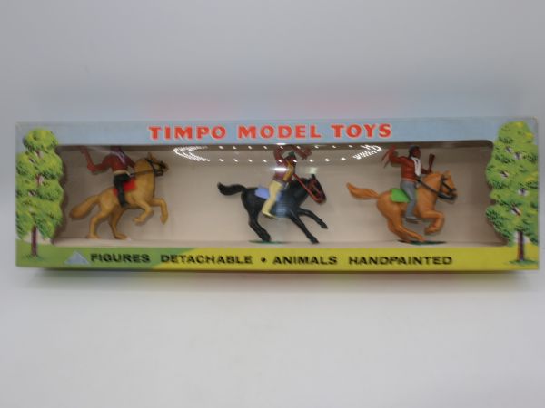 Timpo Toys Altbox mit 3 Indianern reitend, Nr. 10/0/3 - ladenneu