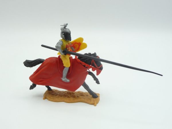 Timpo Toys Visor knight / tournament knight riding with black tournament lance