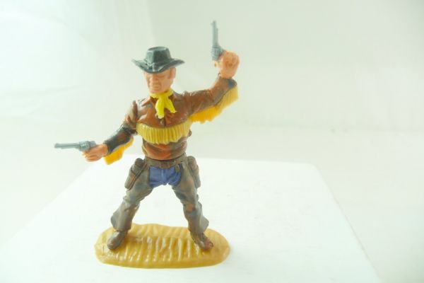 Timpo Toys Cowboy 4. Version stehend, 2 seltene feste Pistolen wild schießend
