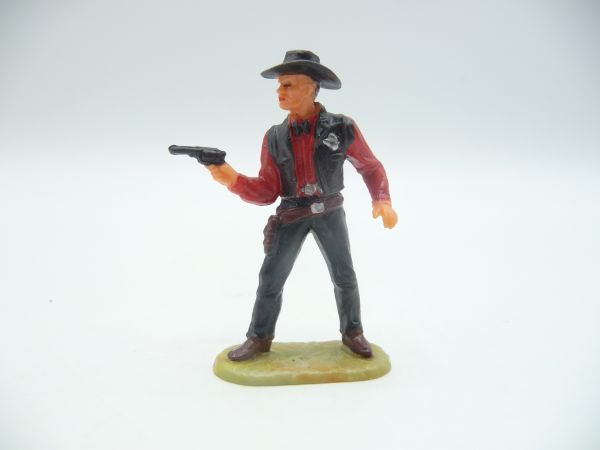 Elastolin 4 cm Sheriff mit Pistole, Nr. 6995 - tolle Bemalung, mit Originalpreisschild