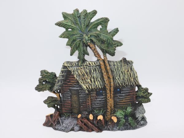 Elastolin composition Log cabin diorama with palm tree - original, very good condition
