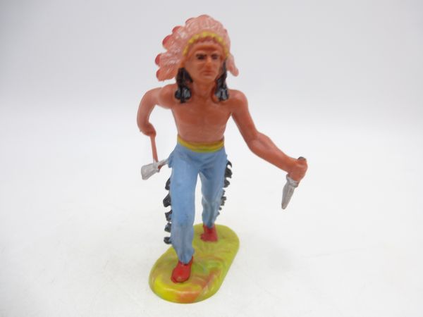 Elastolin 7 cm Indianer laufend mit Messer (J-Figur), Nr. 6892