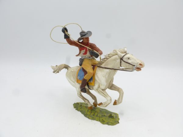 Elastolin 7 cm Cowboy on horseback with lasso, painting 2