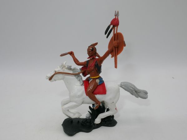 Britains Swoppets Iroquois riding with knife + shield