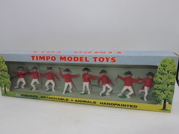 Timpo Toys Unabhängigkeitskrieg: Blisterbox mit 8 britischen Soldaten, Ref. 10/8