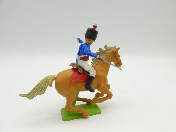 Britains Deetail Napoleonic soldier riding, holding sabre, blue uniform