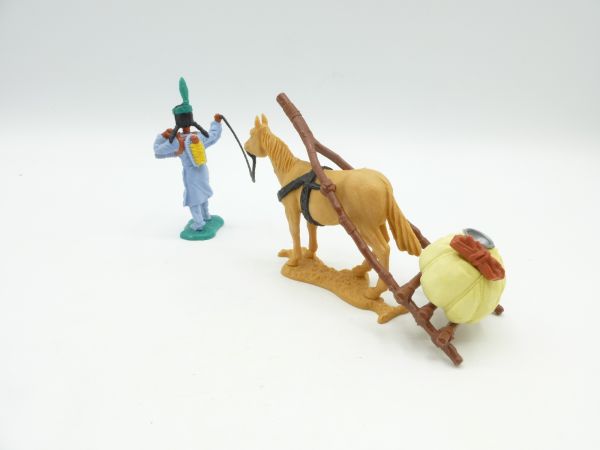 Timpo Toys Indianerin mit Travois (hellgelbe Ladung)