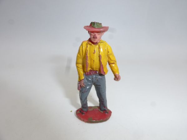 Timpo Toys Solid Cowboy, hand on belt, grey hair - age-appropriate condition