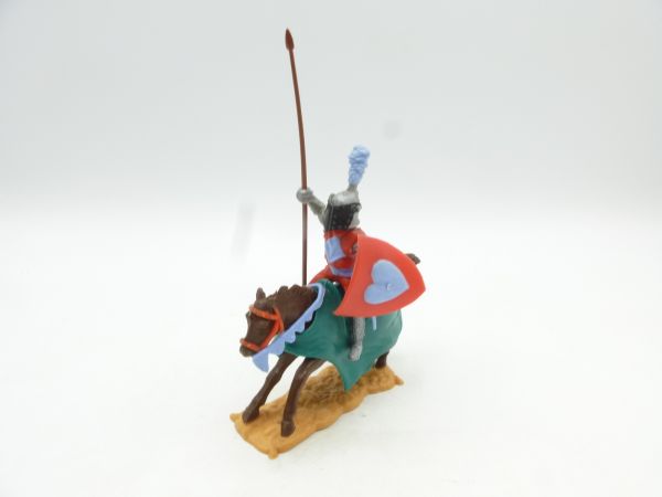 Timpo Toys Visor knight riding with lance high, red/light blue