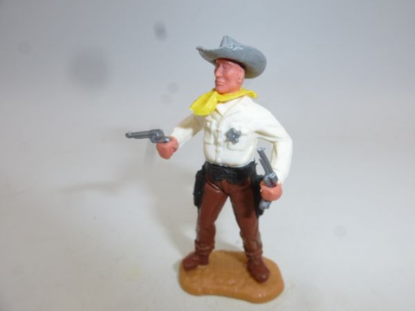 Timpo Toys Sheriff stehend mit 2 Pistolen, weiß