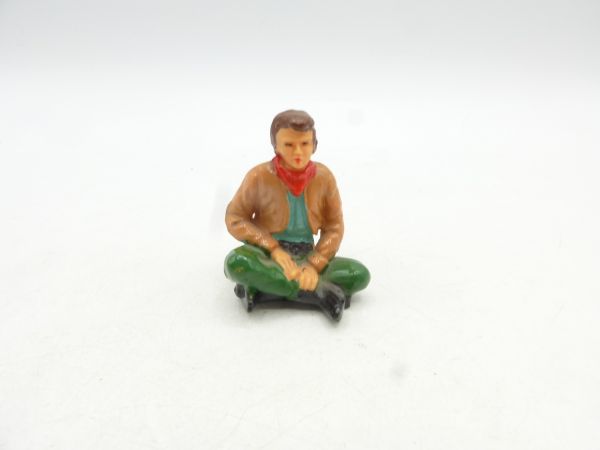 Elastolin 7 cm Cowboy / Trapper sitting without hat, No. 6961