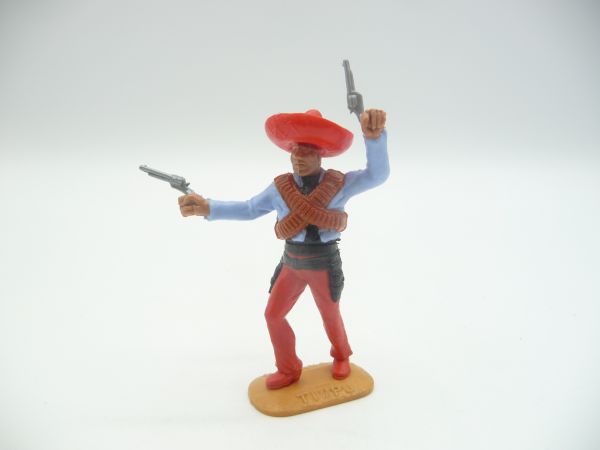 Timpo Toys Mexikaner stehend, hellblau/schwarz, 2 Pistolen wild schießend