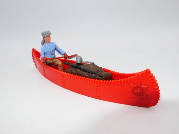 Timpo Toys Canoe with trapper + load (rare light red)