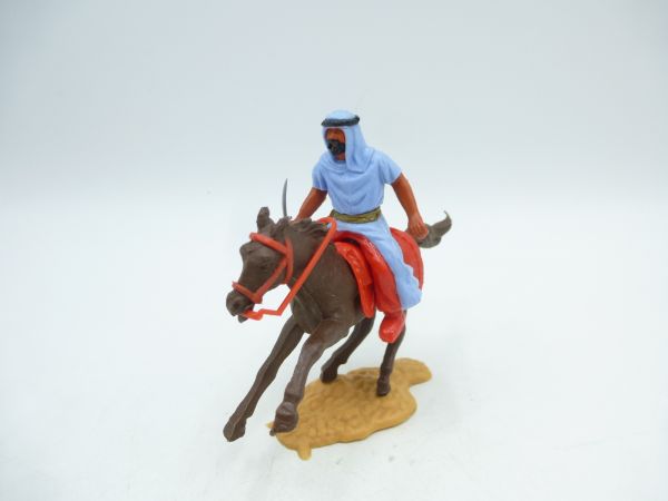 Timpo Toys Arab on horseback (light blue, red inner pants) with scimitar