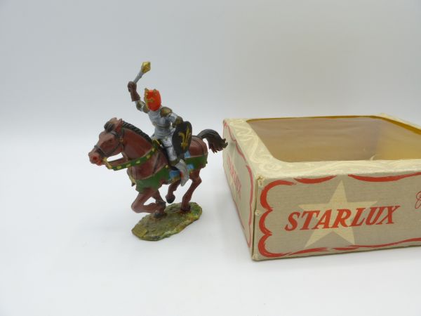 Starlux Knight rider on galloping horse with mace + shield