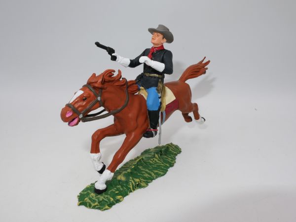 Preiser 7 cm US Cavalryman riding with pistol, No. 7030 - orig. packaging