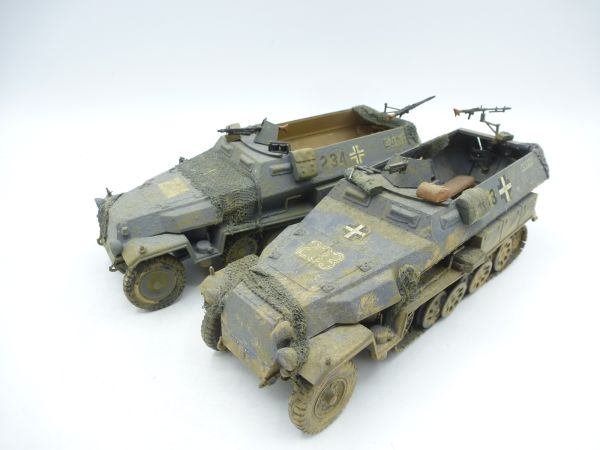TAMIYA 1:35 2 Panzerwagen, Gesamtlänge 16 cm - gebaut + bemalt