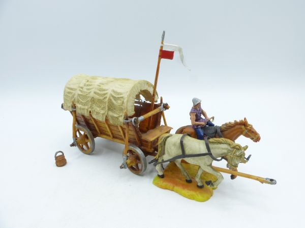 Elastolin 4 cm Combat wagon with 2 horses, No. 9872