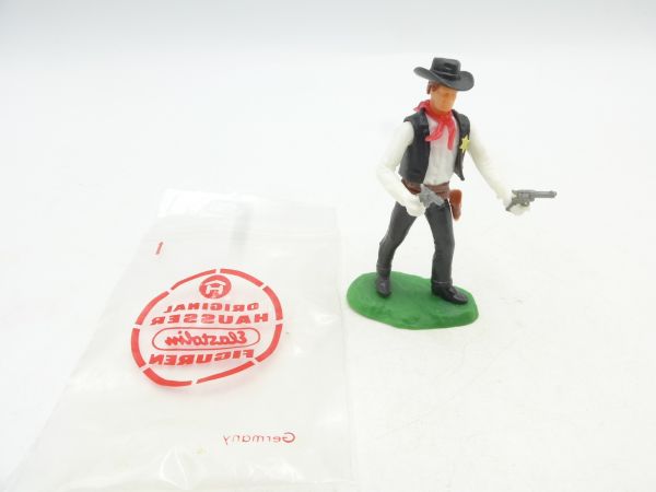 Elastolin 5,4 cm Sheriff stehend mit 2 Pistolen - in Originaltüte