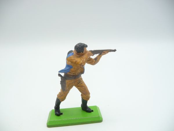 Britains Deetail Cowboy (Hut auf dem Rücken), Gewehr schießend, blaue Jacke
