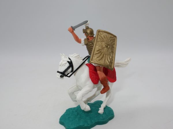 Timpo Toys Roman on horseback, white with sword + shield - great horse