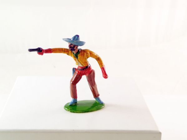 Merten 6,5 cm Cowboy stehend Pistole schießend - schöne frühe Figur