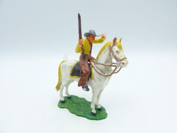 Elastolin 7 cm Cowboy zu Pferd spähend, Nr. 6994 - Sammlerbemalung