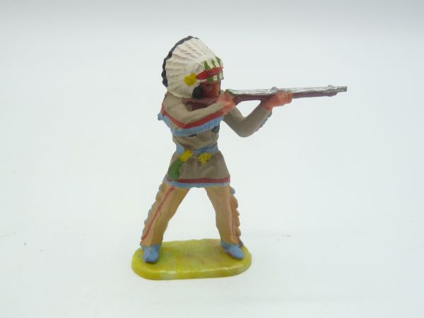 Elastolin 4 cm Indianer stehend schießend, Nr. 6840 - schöne Bemalung
