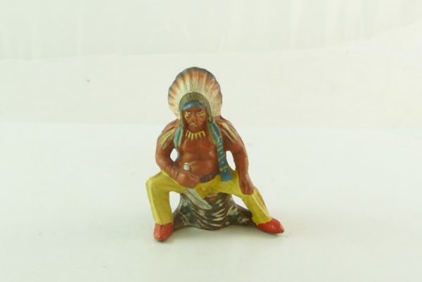 Fischer Indian chief sitting with pipe of peace (pipe missing)