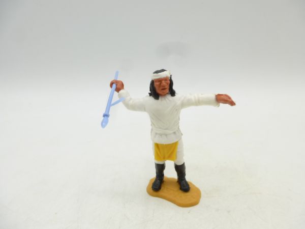 Timpo Toys Apache weiß, stehend mit Speer, weiße Hose