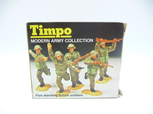 Timpo Toys Minibox Modern Army Collection; 5 standing British soldiers, Ref. No. 711