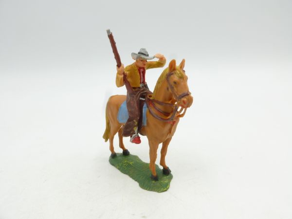 Elastolin 4 cm Cowboy on horseback peering, No. 6994 - brand new
