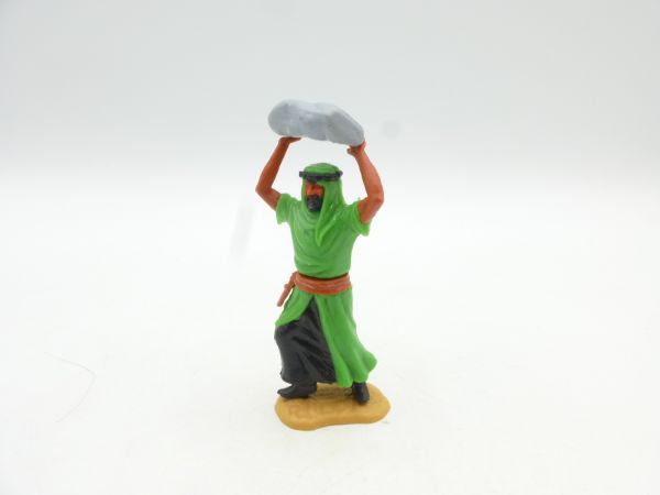 Timpo Toys Arab standing throwing stone, green, black inner skirt