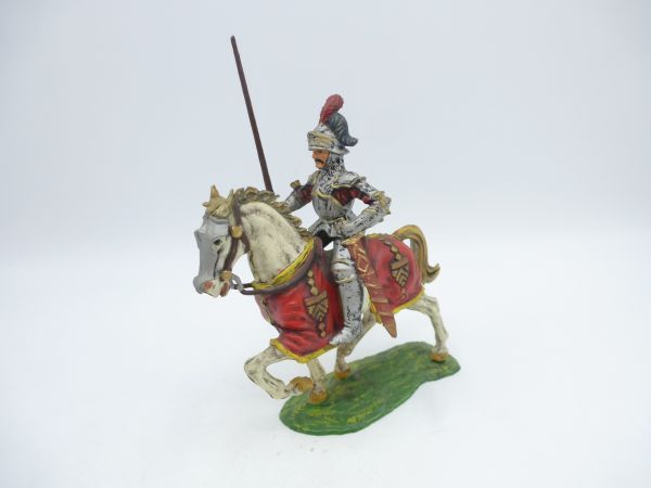 Elastolin 7 cm Knight on horseback, lance high, No. 8965 - painting see photos