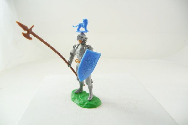 Elastolin 5,4 cm Ritter stehend mit Spieß, blau