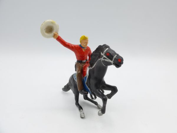 Heimo Cowboy auf aufsteigendem Pferd, Hut oben (Hartplastik)