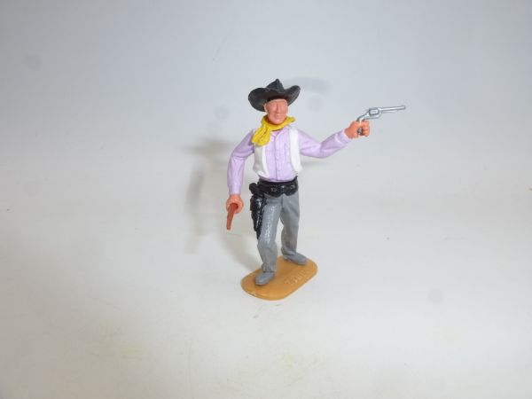 Timpo Toys Cowboy, fliederfarbenes Hemd, weiße Weste - Originalfigur