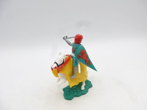 Timpo Toys Medieval knight riding, green/red with sword