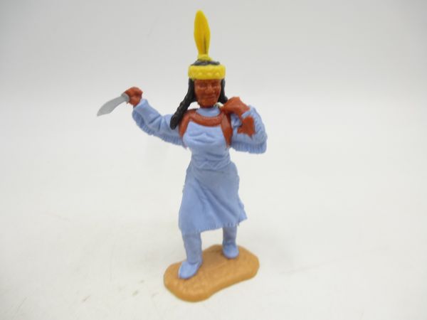 Timpo Toys Indianerin vorgehend mit Messer (hellblau)
