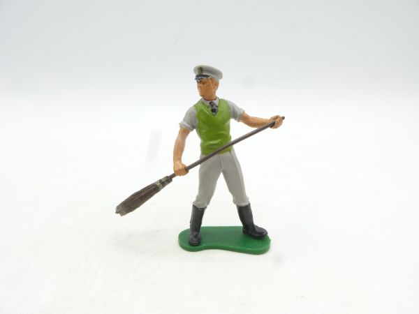 Britains Zookeeper with broom (green waistcoat)