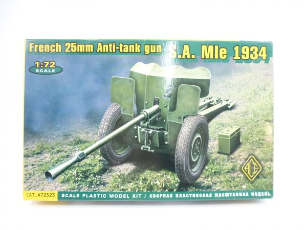 ACE 1:72 French 25 mm Anti-Tank gun SA.ML 1934 - orig. packaging, on cast
